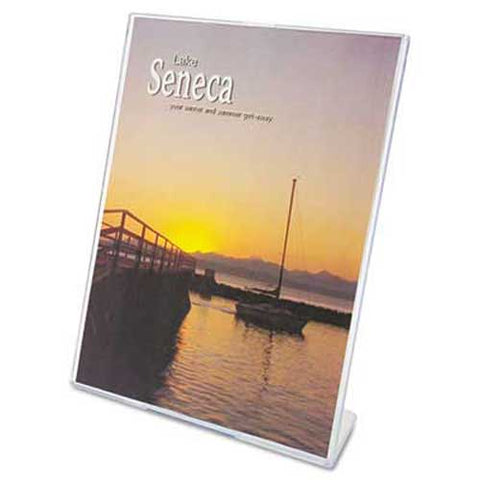 deflecto Slanted Desk Sign Holder, Plastic, 8 1/2 x 11, Clear