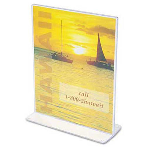 deflecto Stand-Up Double-Sided Sign Holder, Plastic, 8 1/2 x 11, Clear