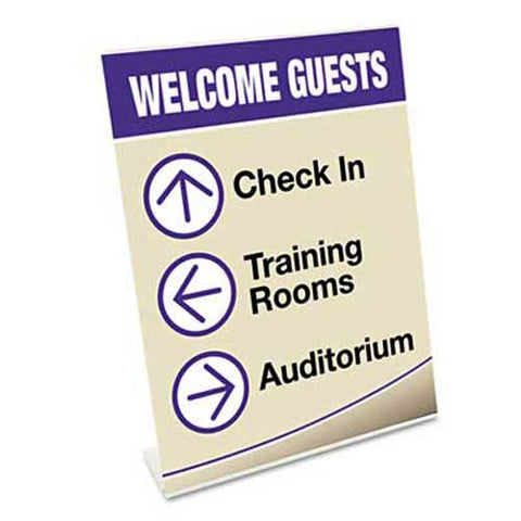 deflecto Slanted Desk Sign Holder, Plastic, 8 1/2 x 11, Clear