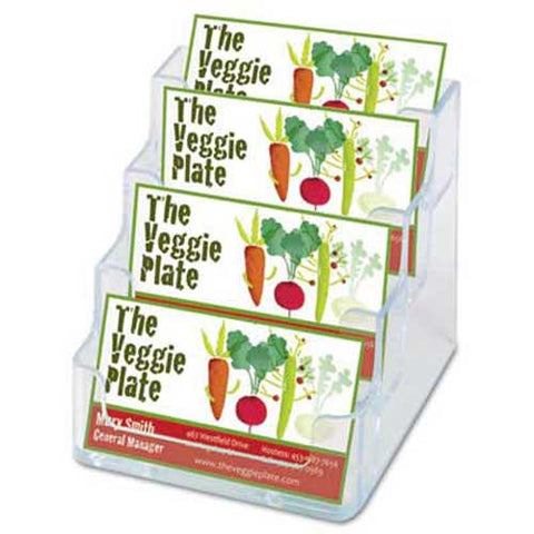 deflecto Four-Pocket Countertop Business Card Holder, Holds 2 x 3 1/2 Cards, Clear