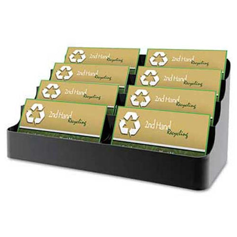 deflecto Recycled Business Card Holder, Holds 400 2 x 3 1/2 Cards, Eight-Pocket, Black