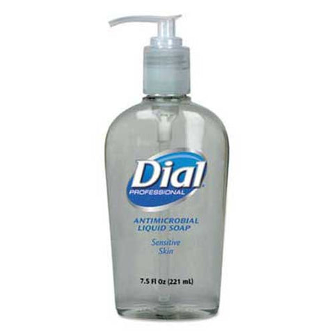 Dial Professional Antimicrobial Soap for Sensitive Skin, 7.5oz Décor Pump Bottle, 12/Carton