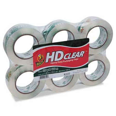 Duck Heavy-Duty Carton Packaging Tape, 1.88 inch x 110 yards, Clear, 6/Pack