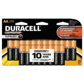 Duracell CopperTop Alkaline Batteries with Duralock Power Preserve Technology, AA, 20/Pk