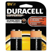 Duracell CopperTop Alkaline Batteries with Duralock Power Preserve Technology, 9V, 2/Pk