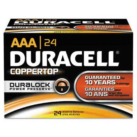 Duracell CopperTop Alkaline Batteries with Duralock Power Preserve Technology, AAA, 24/Bx