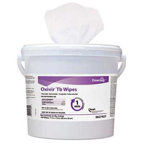 Diversey Oxivir TB Disinfectant Wipes, 6 x 7, White, 160/Canister, 12 Canisters/Carton