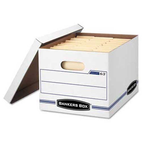 Bankers Box EASYLIFT Storage Box, Letter/Letter, Lift-Off Lid, White/Blue, 12/Carton