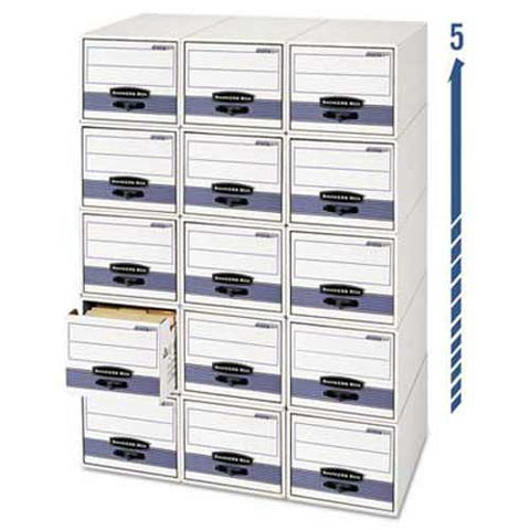 Bankers Box STOR/DRAWER Steel Plus Storage Box, Legal, White/Blue, 6/Carton