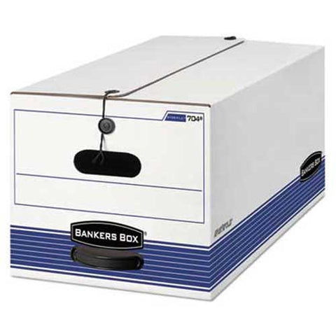 Bankers Box STOR/FILE Storage Box, Letter, Button Tie, White/Blue, 12/Carton