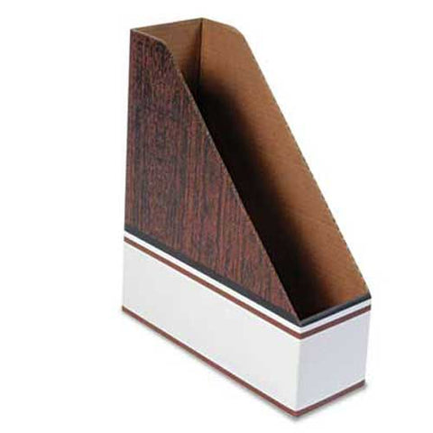 Bankers Box Corrugated Cardboard Magazine File, 4 x 11 x 12 3/4, Wood Grain, 12/Carton