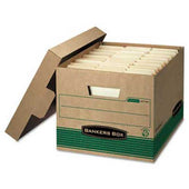 Bankers Box STOR/FILE Extra Strength Storage Box, Letter/Legal, Kraft/Green, 12/Carton