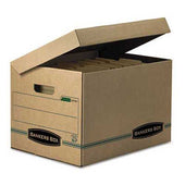 Bankers Box STOR/FILE Storage Box, Letter/Legal, Attached Lid, Kraft/Green, 12/Carton