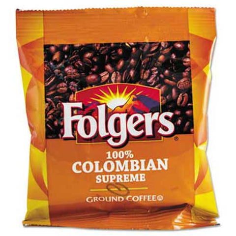 Folgers Coffee, 100% Colombian, Ground, 1.75oz Fraction Pack, 42/Carton