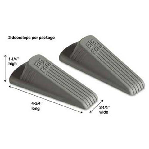 Master Caster Big Foot Doorstop, No-Slip Rubber Wedge, 2-1/4w x 4-3/4d x 1-1/4h, Gray, 2/Pack