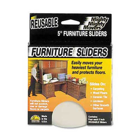 Master Caster Mighty Mighty Movers Reusable Furniture Sliders, Round, 5 inch Dia., Beige, 4/Pack