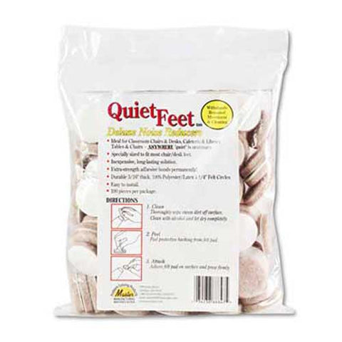 Master Caster Quiet Feet Deluxe Noise Reducers, 1 1/4 inch dia, Circular, Beige, 100/Pack