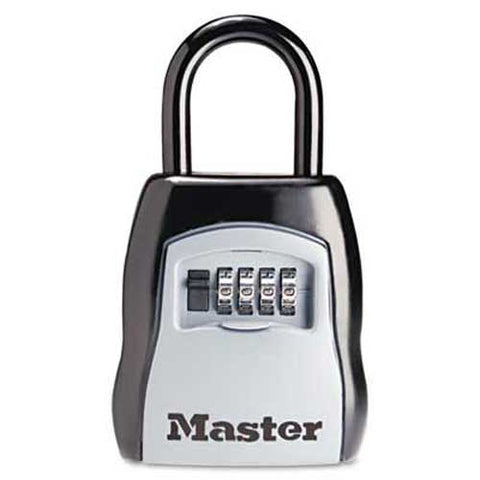 Master Lock Locking Combination 5 Key Steel Box, 3 1/2w x 1 5/8d x 4h, Black/Silver