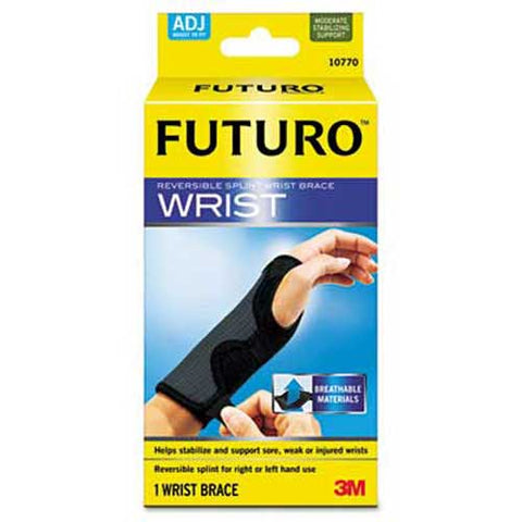 FUTURO Adjustable Reversible Splint Wrist Brace, Fits Wrists 5 1/2 inch- 8 1/2 inch, Black/Gray