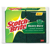 Scotch-Brite Heavy-Duty Scrub Sponge, 4 1/2 inch x 2 7/10 inch x 3/5 inch, Green/Yellow, 6/Pack