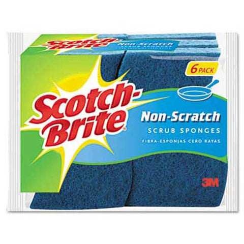 Scotch-Brite Non-Scratch Multi-Purpose Scrub Sponge, 4 2/5 x 2 3/5, Blue, 6/Pack
