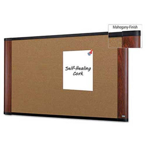 3M Cork Bulletin Board, 48 x 36, Mahogany Frame