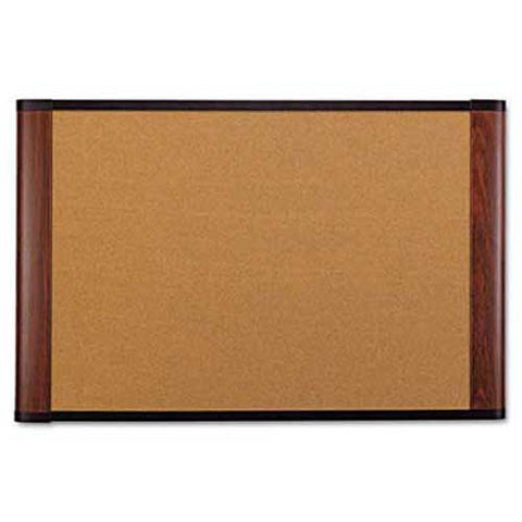 3M Cork Bulletin Board, 72 x 48, Mahogany Frame
