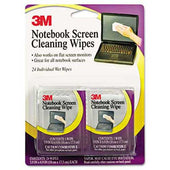 3M Notebook Screen Cleaning Wet Wipes, Cloth, 7 x 4, White, 24/Pack
