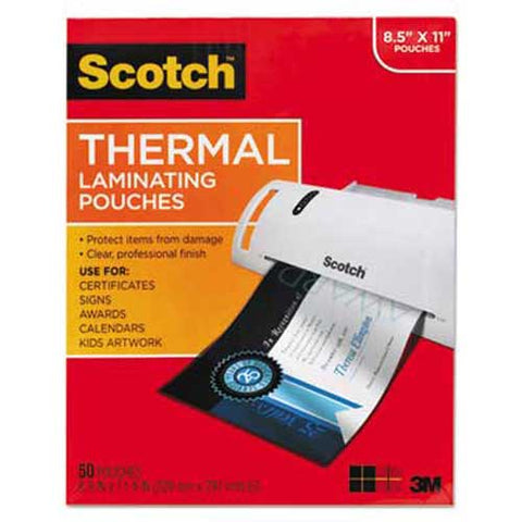 Scotch Letter Size Thermal Laminating Pouches, 3 mil, 11 1/2 x 9, 50/Pack
