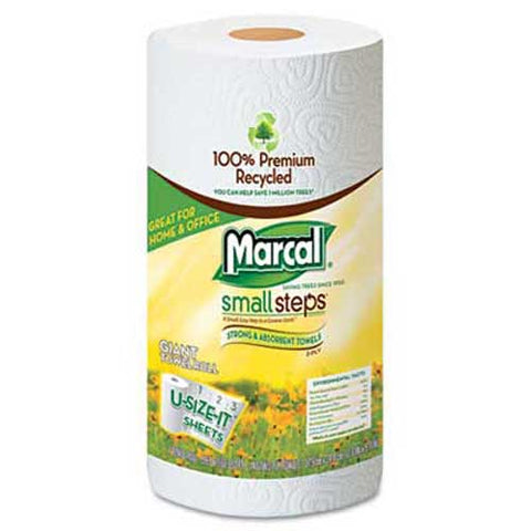 Marcal 100% Recycled Roll Towels, 5 1/2 x 11, 140 Sheets, 12 Rolls/Carton