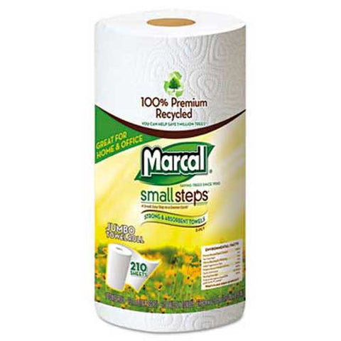 Marcal 100% Recycled Roll Towels, 8 3/4 x 11, 210 Sheets, 12 Rolls/Carton