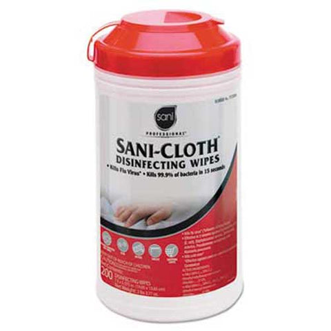 Sani Professional Sani-Cloth Disinfecting Surface Wipes, 7 1/2 x 5 3/8, 200/Canister, 6/Carton