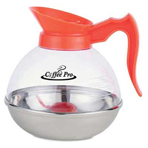 Coffee Pro Unbreakable Decaffeinated Coffee Decanter, 12-Cup, Stainless Steel/Polycarbonate