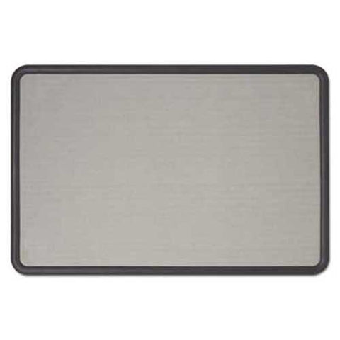 Quartet Contour Fabric Bulletin Board, 36 x 24, Gray Surface, Black Plastic Frame