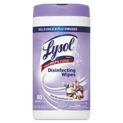 LYSOL Brand Disinfecting Wipes, Early Morning Breeze, 7 x 8, 80/Canister, 6 Canister/CT