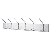Safco Metal Wall Rack, Six Ball-Tipped Double-Hooks, 36w x 3-3/4d x 7h, Chrome