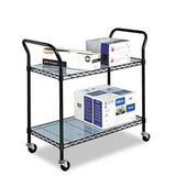 Safco Wire Utility Cart, Two-Shelf, 43-3/4w x 19-1/4d x 40-1/2h, Black