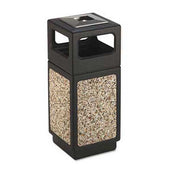 Safco Canmeleon Ash/Trash Receptacle, Square, Aggregate/Polyethylene, 15gal, Black