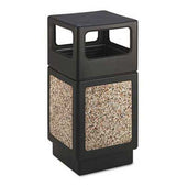 Safco Canmeleon Side-Open Receptacle, Square, Aggregate/Polyethylene, 38gal, Black