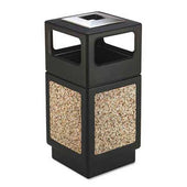 Safco Canmeleon Ash/Trash Receptacle, Square, Aggregate/Polyethylene, 38gal, Black