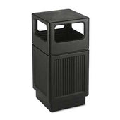 Safco Canmeleon Side-Open Receptacle, Square, Polyethylene, 38gal, Textured Black