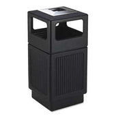 Safco Canmeleon Ash/Trash Receptacle, Square, Polyethylene, 38gal, Textured Black