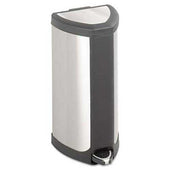 Safco Step-On Waste Receptacle, Triangular, Stainless Steel, 4gal, Chrome/Black