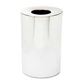 Safco Reflections Open-Top Receptacle, Round, Steel, 35gal, Chrome/Black