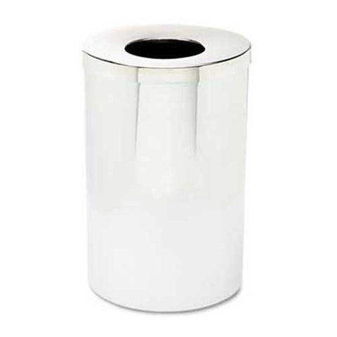 Safco Reflections Open-Top Receptacle, Round, Steel, 35gal, Chrome/Black