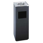 Safco Ash N Trash Sandless Urn, Square, Stainless Steel, 3gal, Black/Chrome