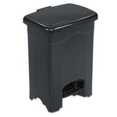 Safco Step-On Receptacle, Rectangular, Plastic, 4gal, Black