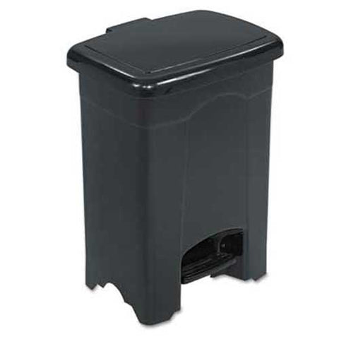 Safco Step-On Receptacle, Rectangular, Plastic, 4gal, Black