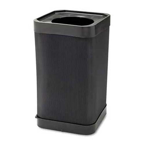 Safco At-Your Disposal Top-Open Waste Receptacle, Square, Polyethylene, 38gal, Black