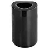 Safco Open Top Round Waste Receptacle, Steel, 30gal, Black